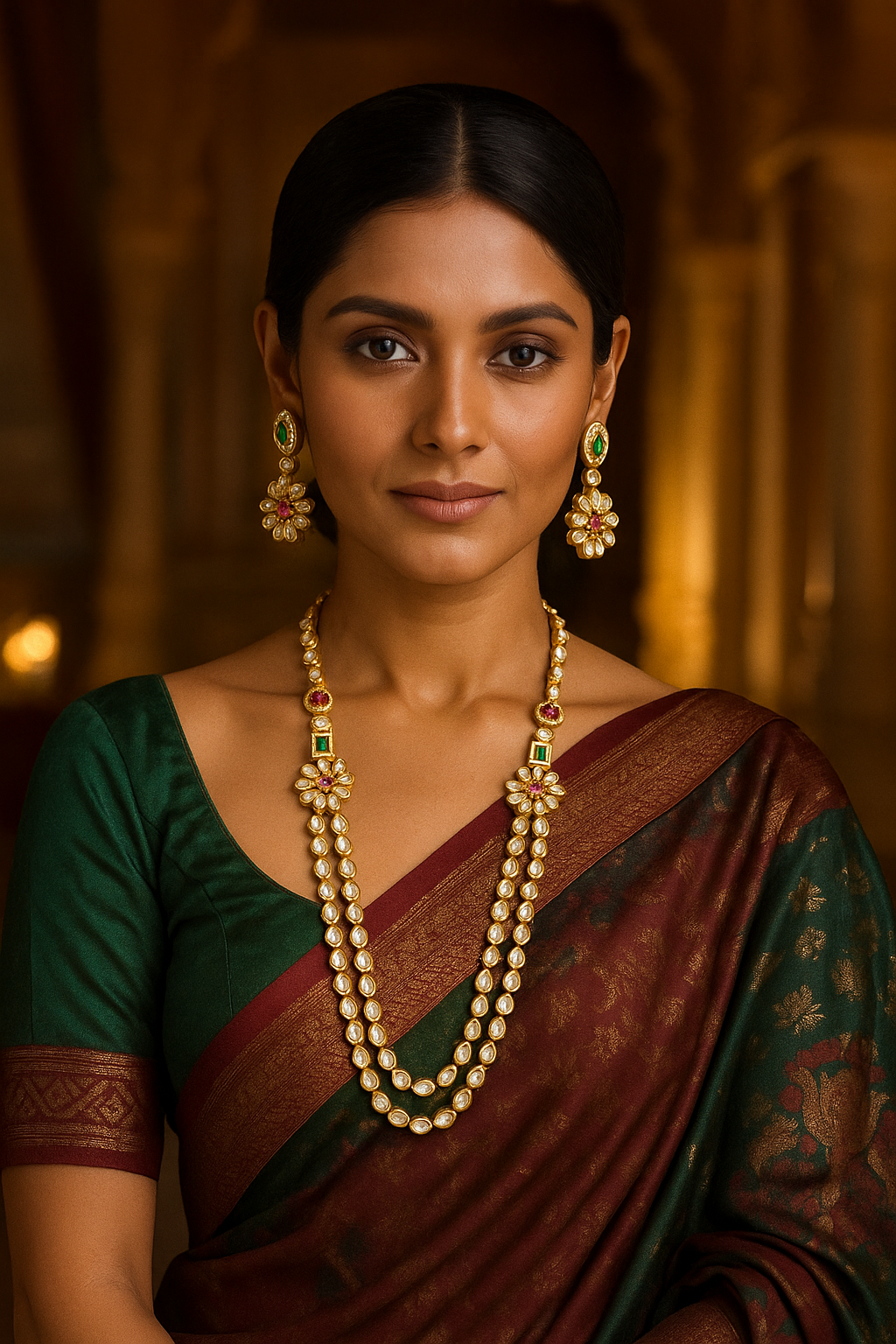 Elegant Pearl & Stone Necklace Set