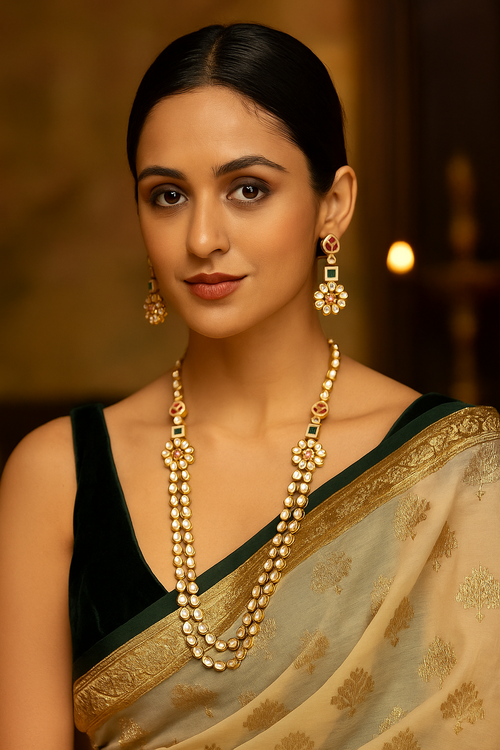 Elegant Kundan Stone Necklace Set