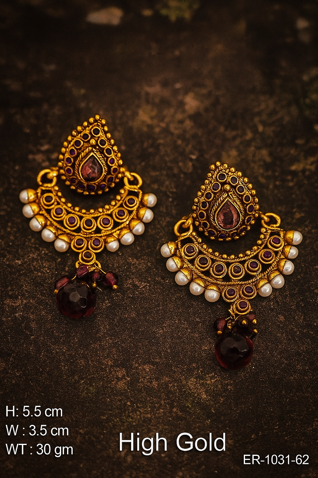 Gold Plated Antique Chandbali Earrings