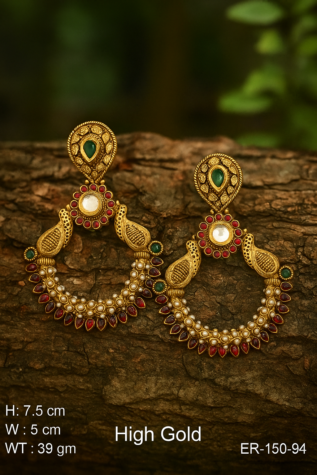 High Gold Ethnic Chandbali Earrings