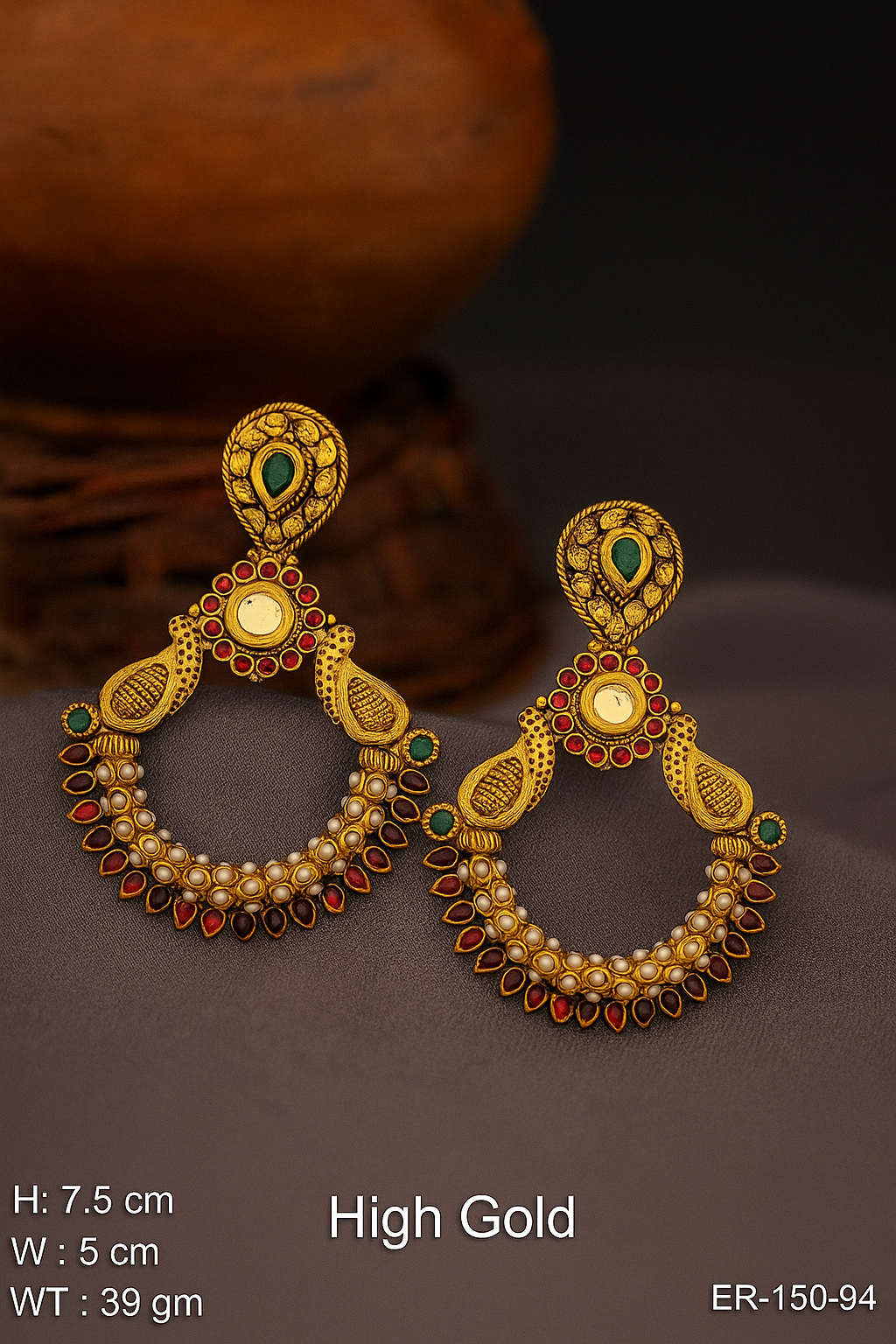Gold Plated Ethnic Chandbali Earrings