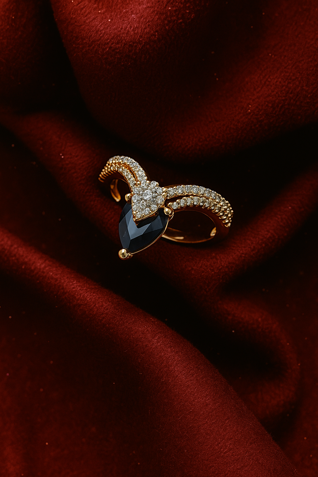 Midnight Blue Gemstone Halo Ring