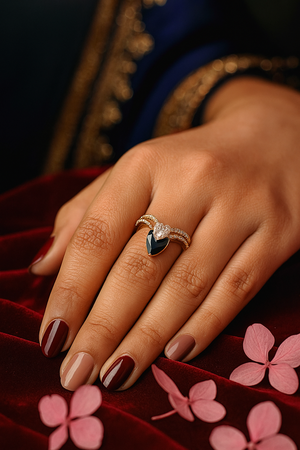 Celestia Carat Midnight Blue Gemstone Halo Ring