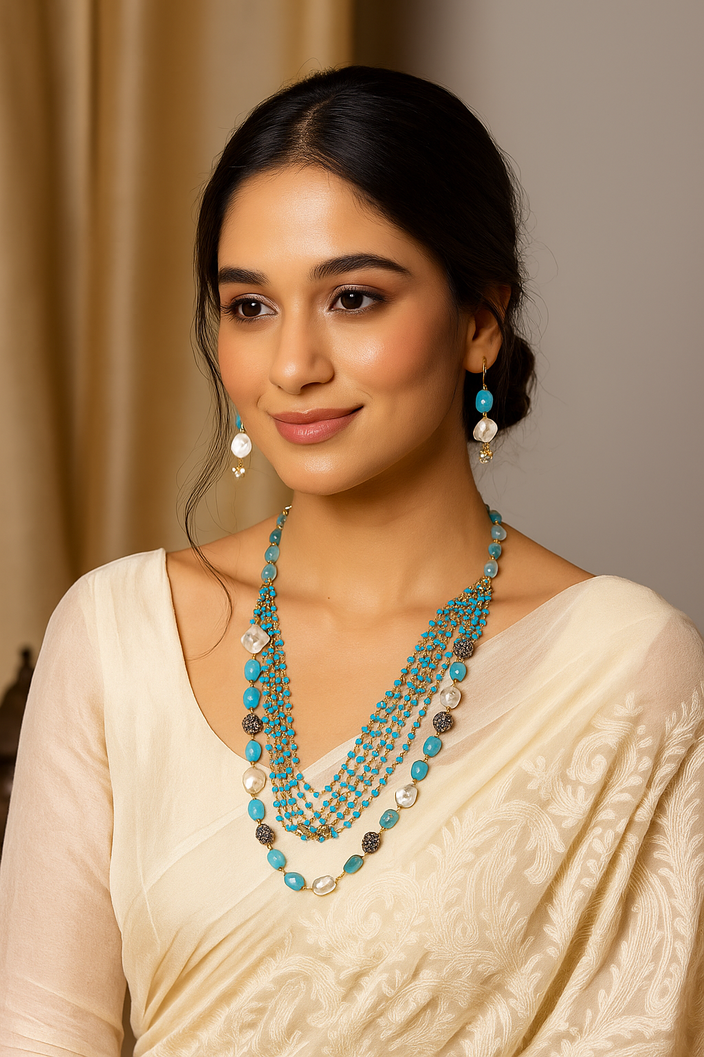 Celestia Carat Azure Moti Necklace Set