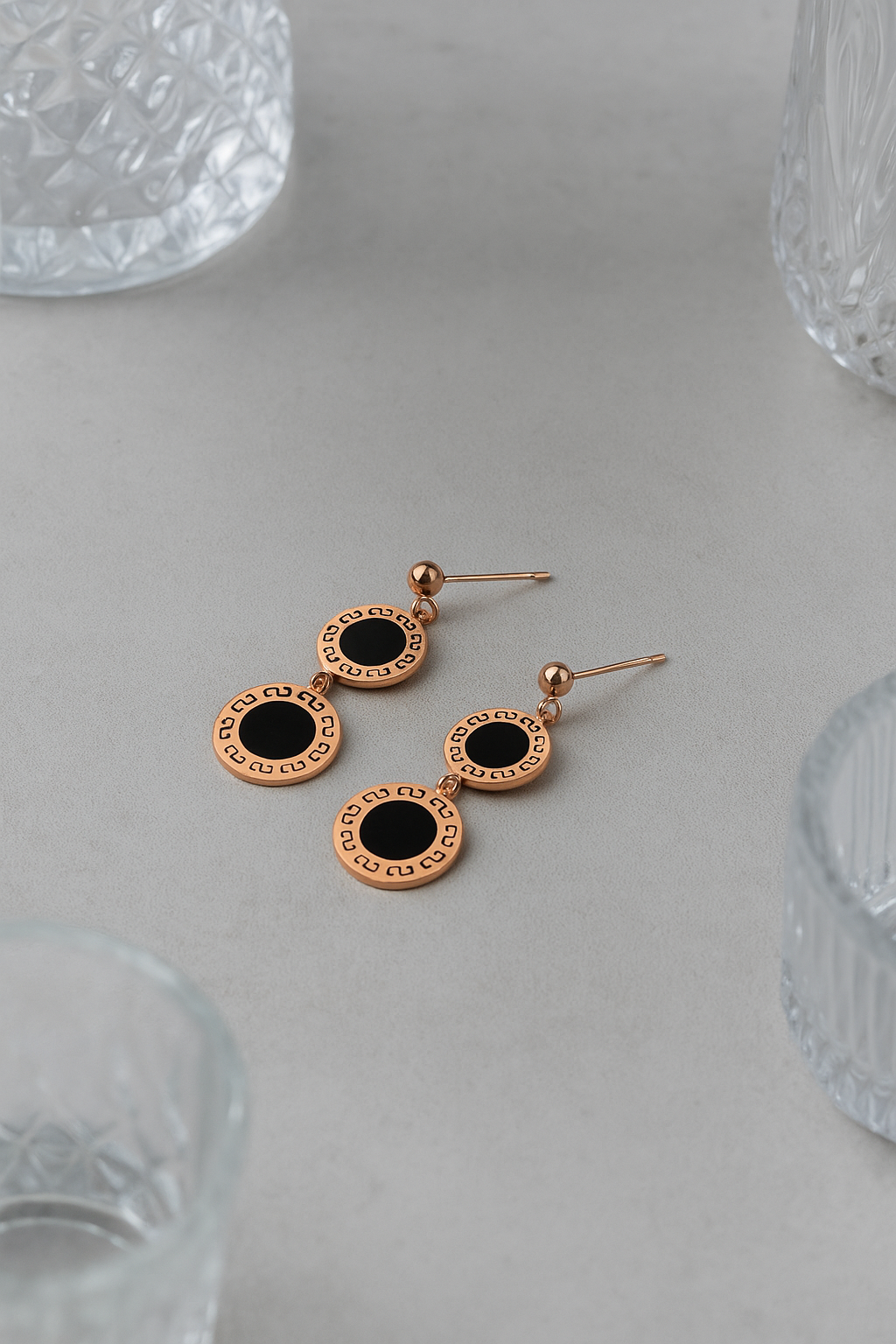 Onyx Medallion Earrings