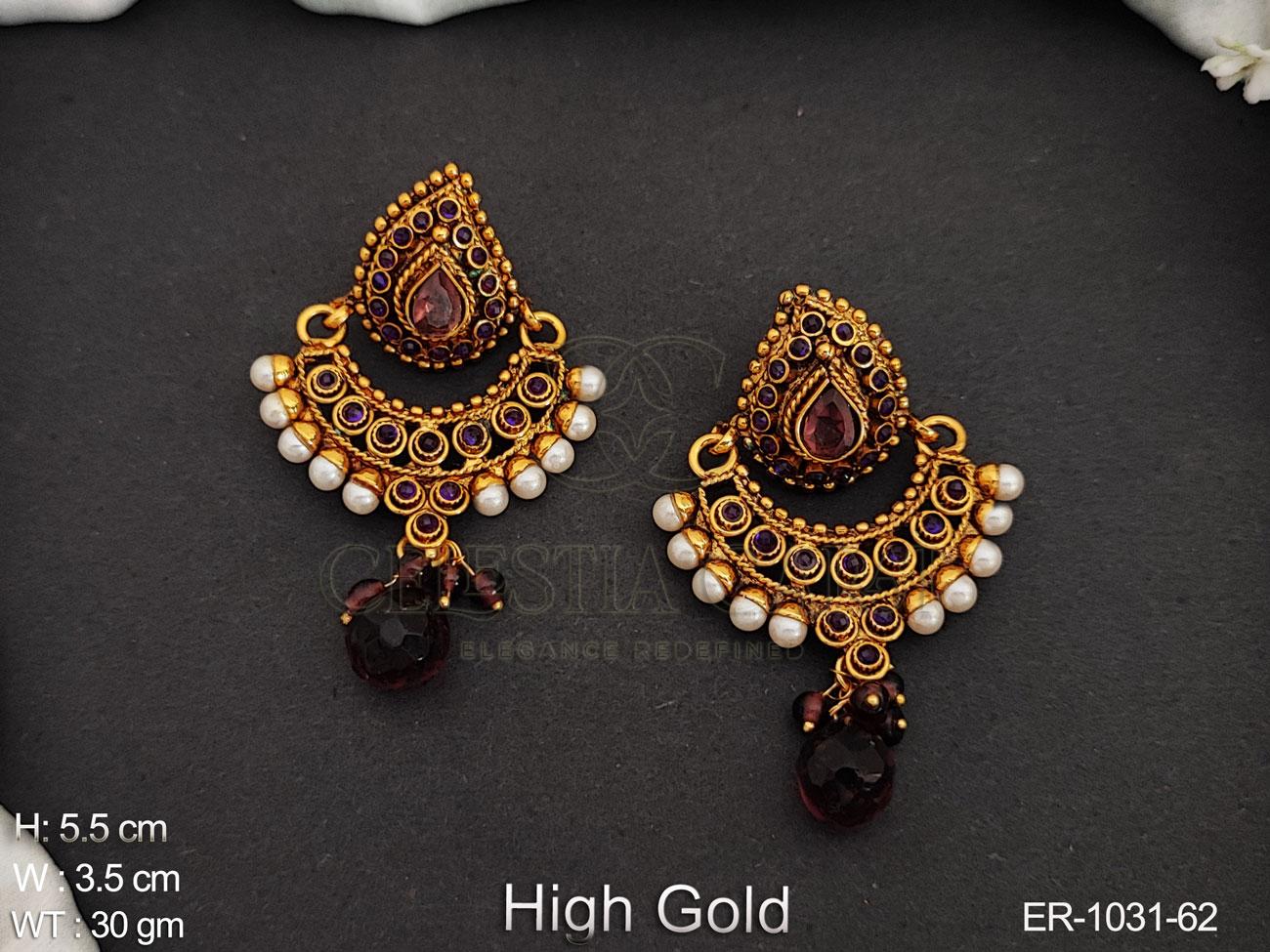 Gold Plated Antique Chandbali Earrings