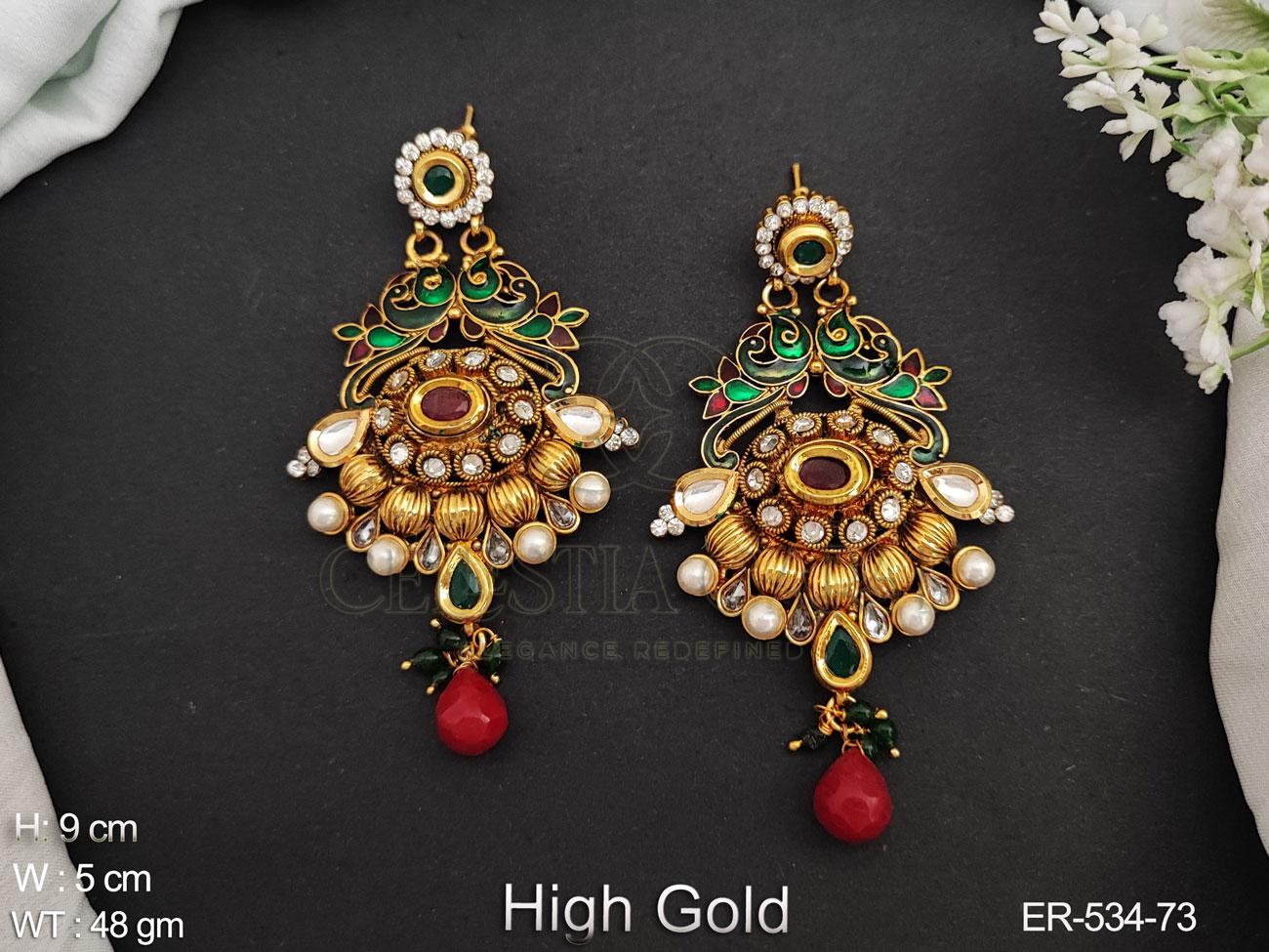 High Gold Temple Drop Earrings