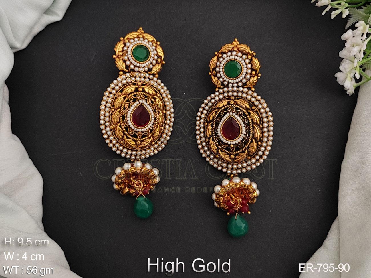 High Gold Layered Kundan Jhumka Earrings