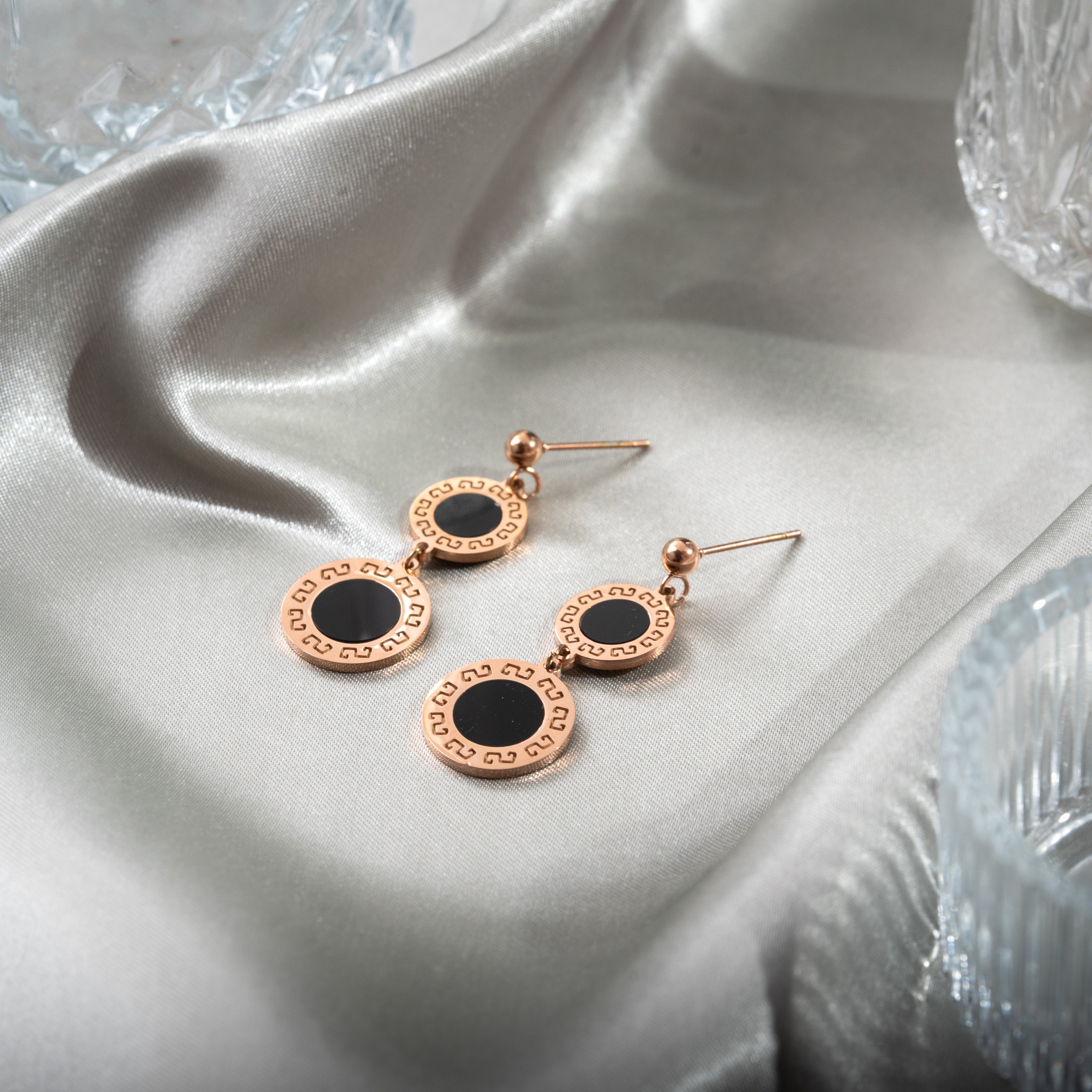 Onyx Medallion Earrings