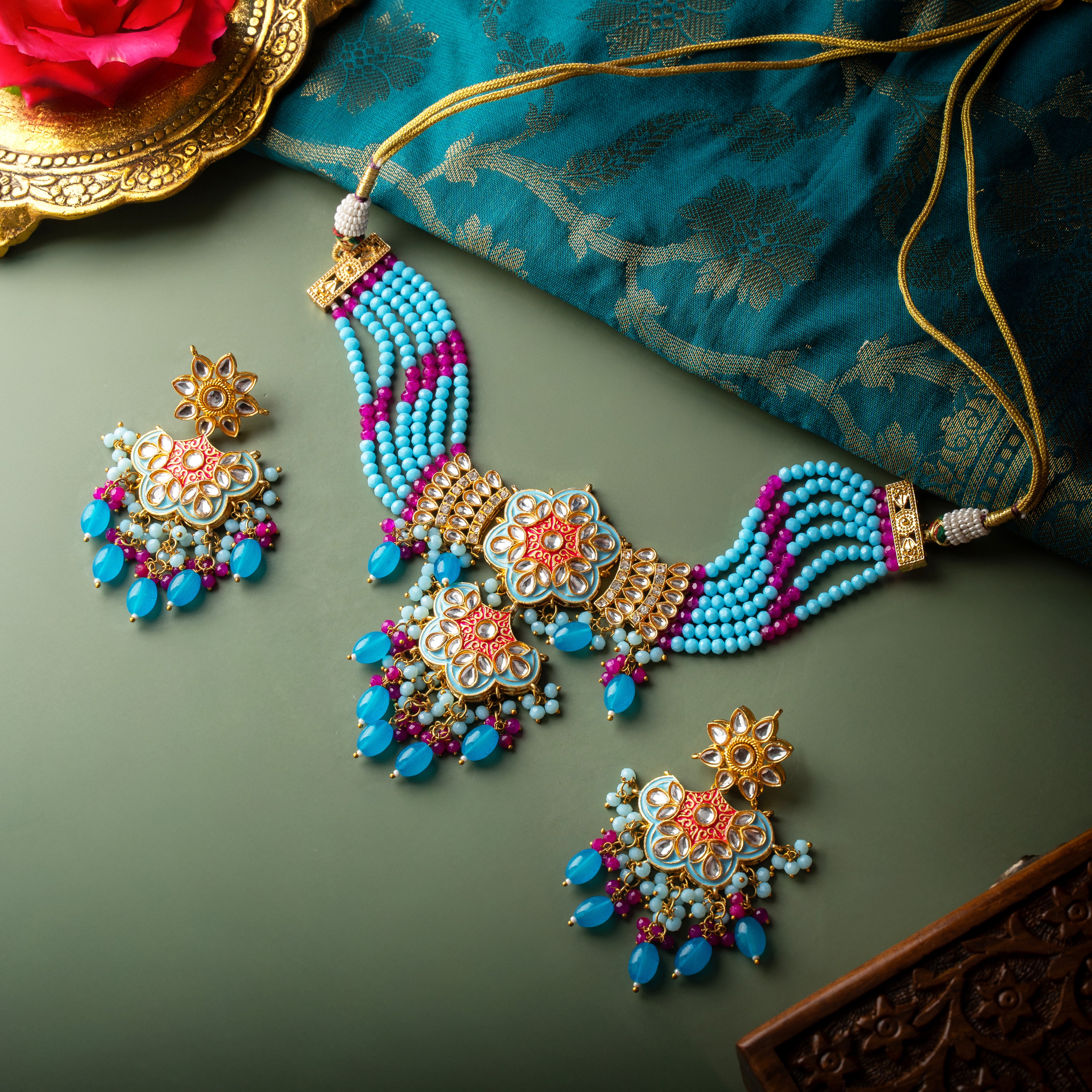 Turquoise Blossom Necklace Set