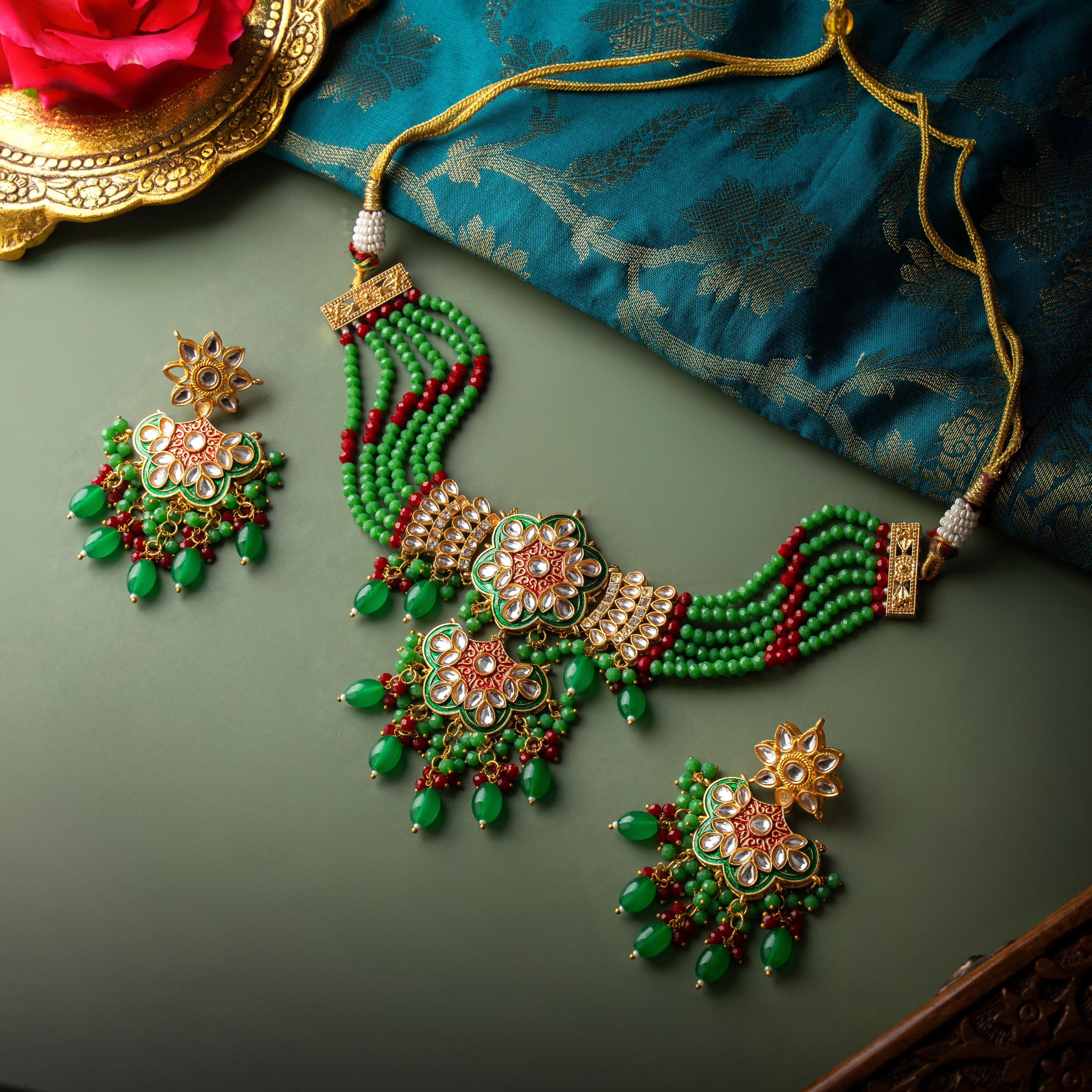 Emerald Blossom Necklace Set
