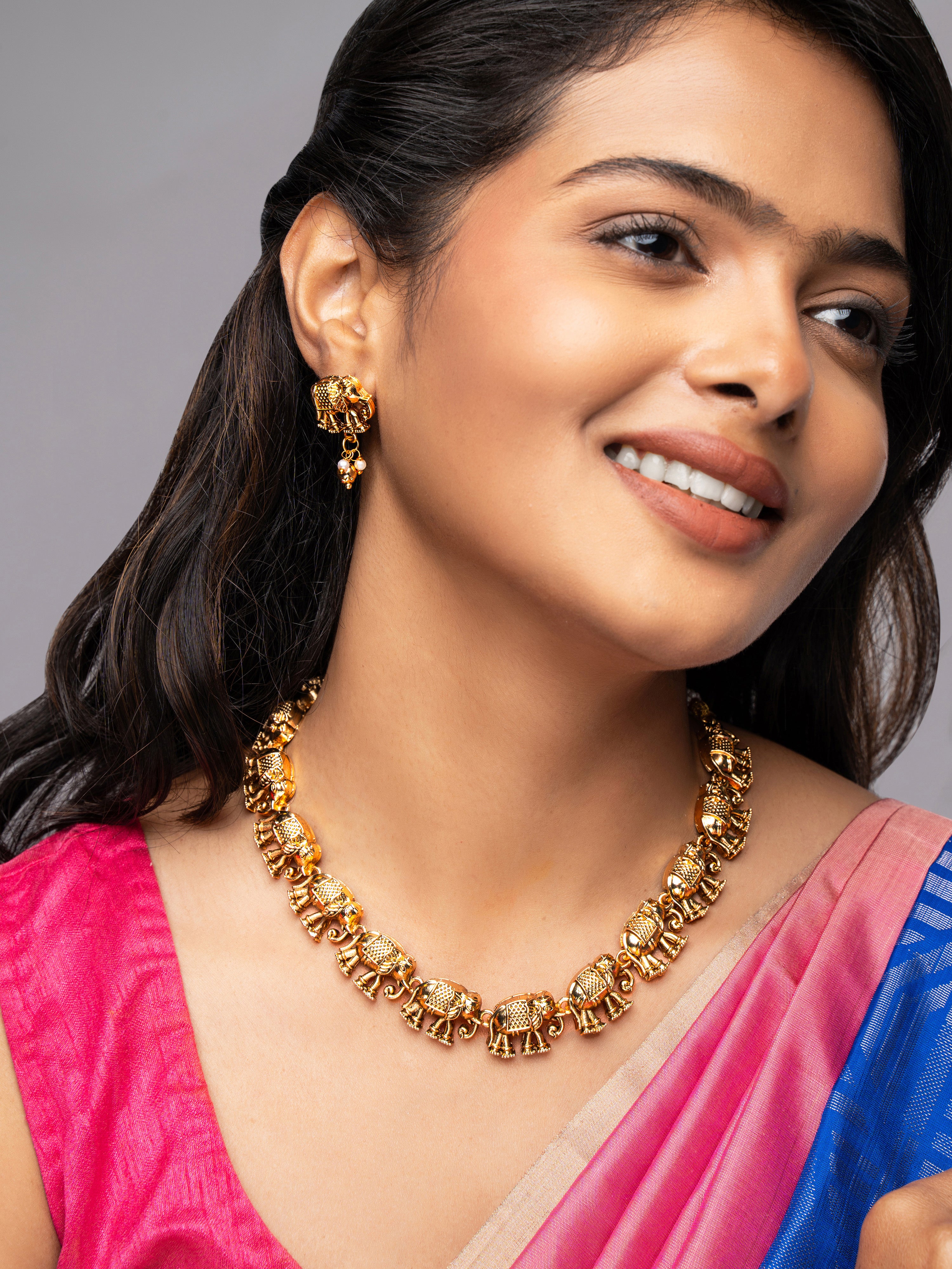 Celestia Carat High Gold Elephant Motif Necklace Set