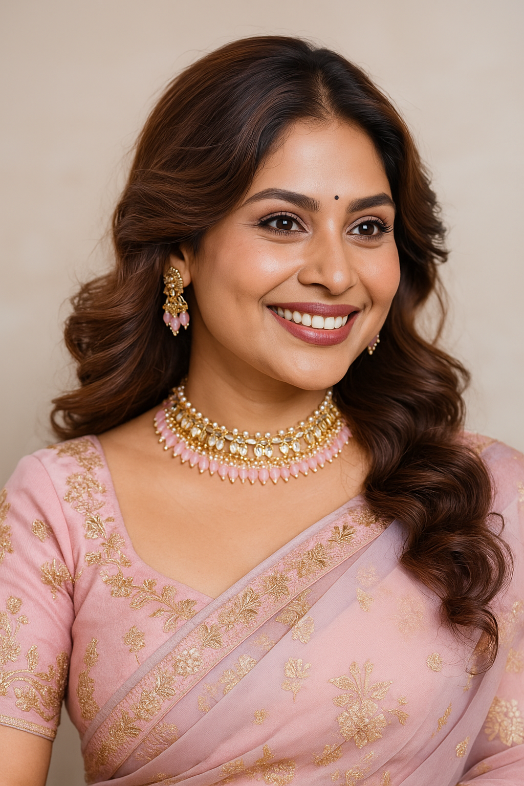 Pastel Pink and Mint Green Kundan Choker Set with Pearl and Drop Bead Detailing