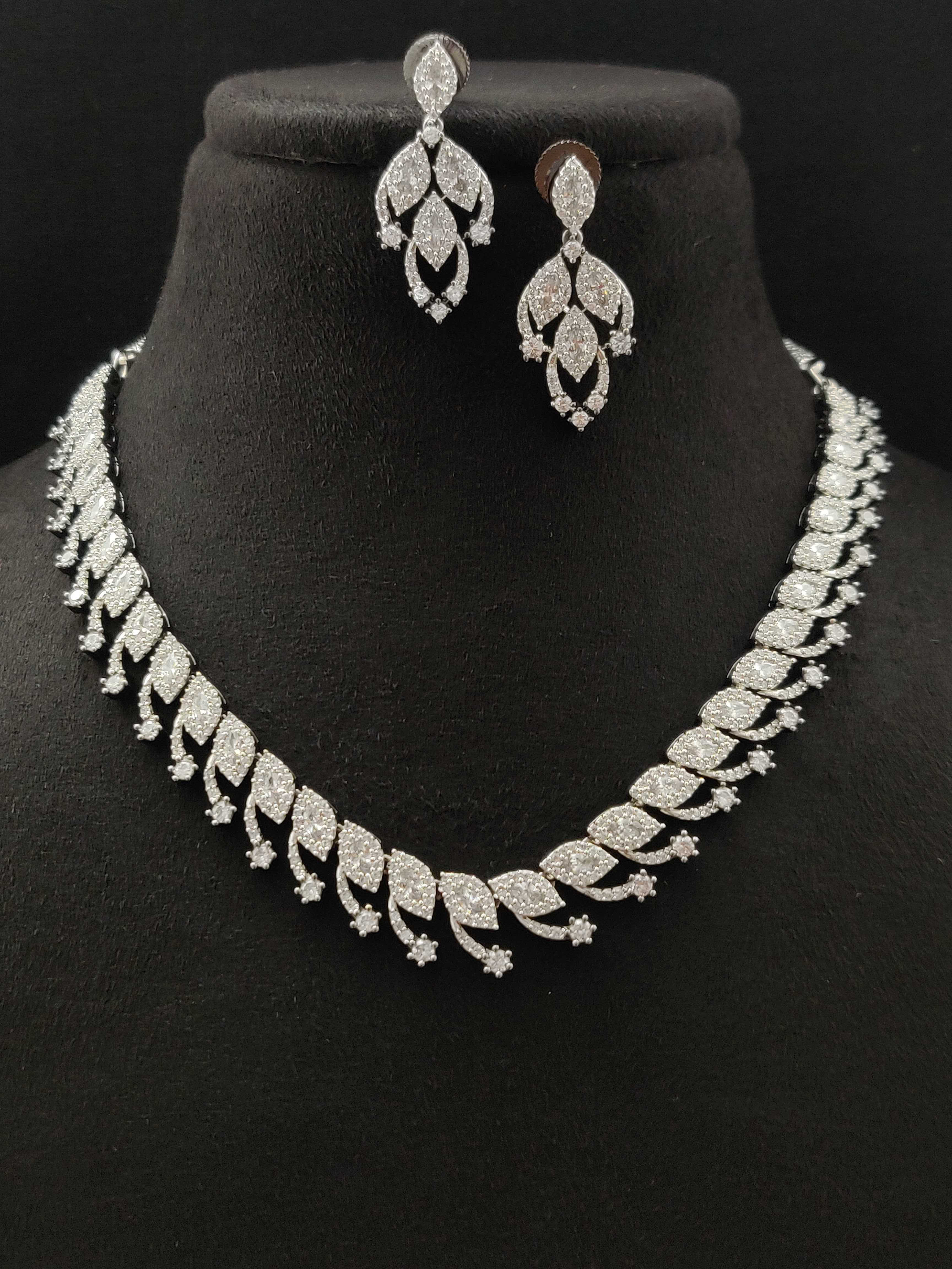 Diamond Leaf Necklace Set