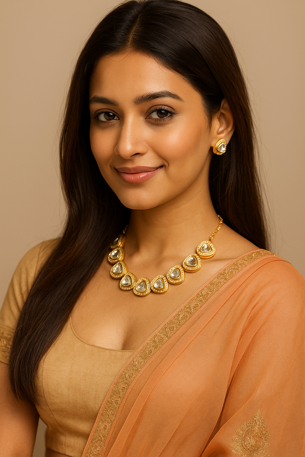 Royal Mirror Finish Kundan Choker Set with Bold Stud Earrings