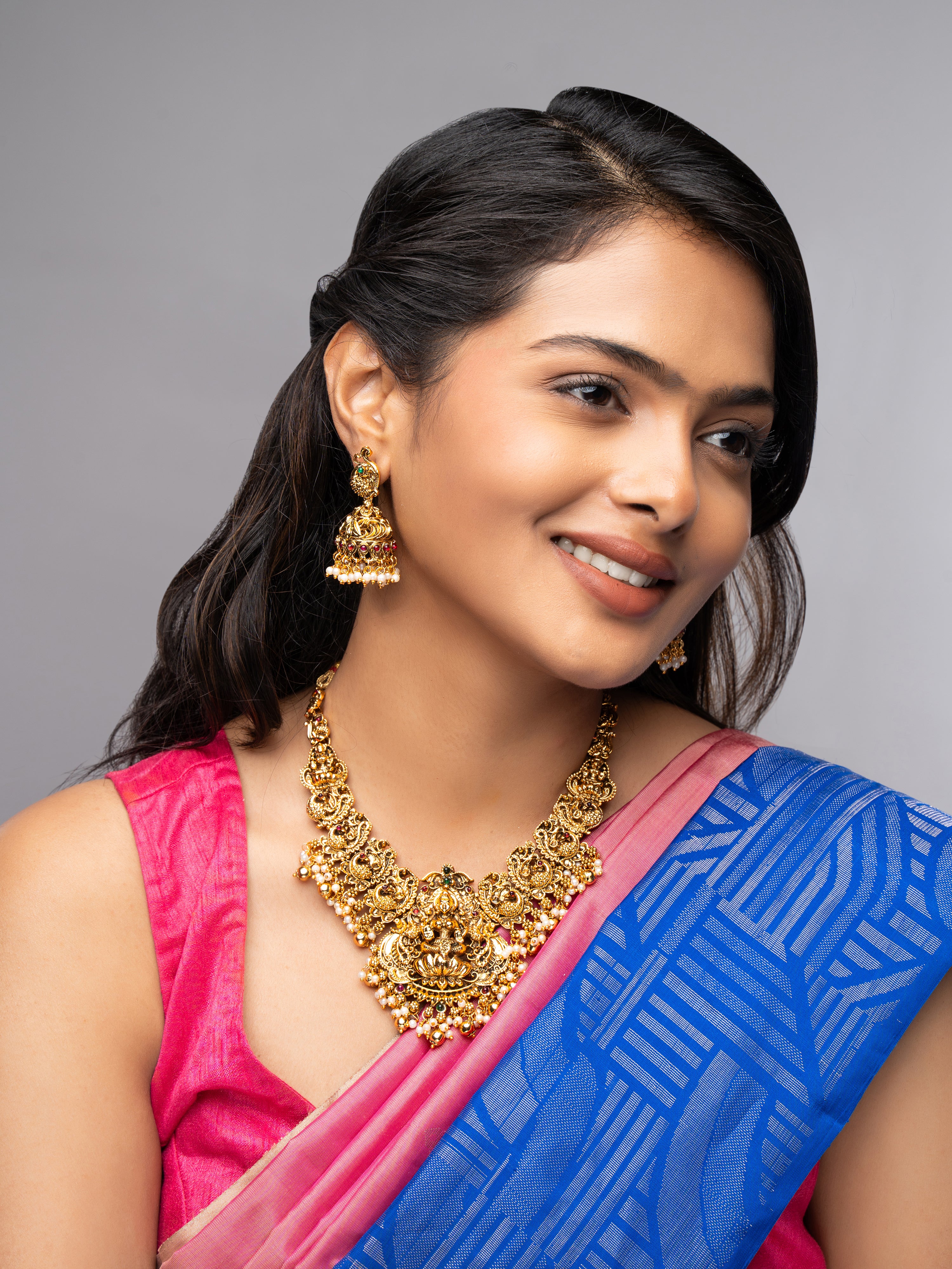 Majestic Temple Gold Necklace Set