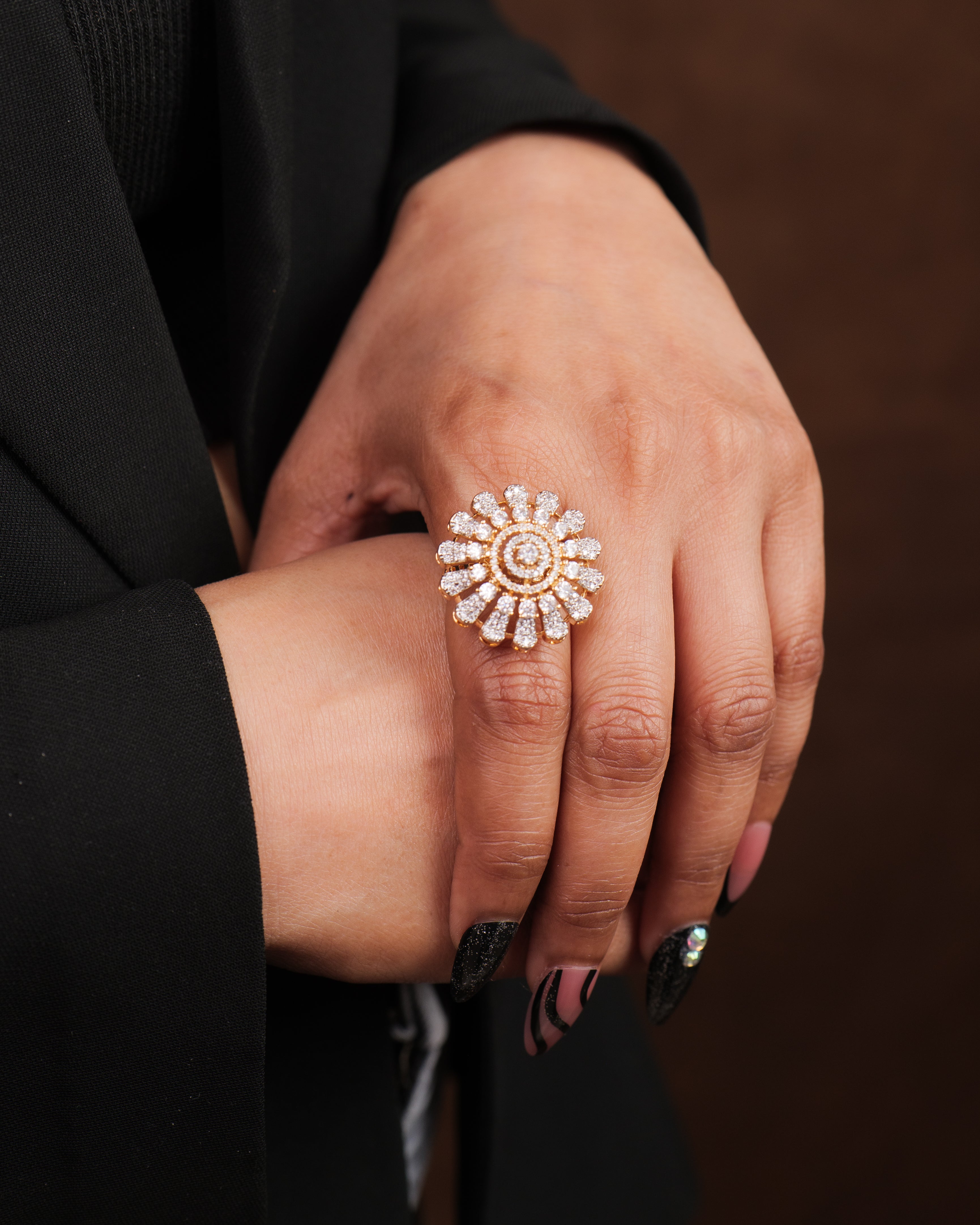 Sunburst Elegance Zircon Cocktail Ring