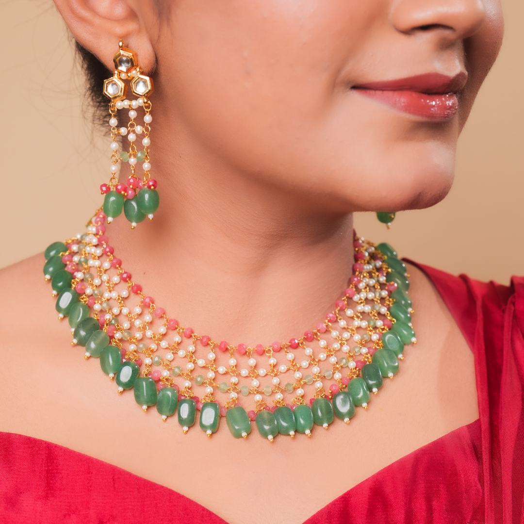 Royal Bloom Beaded Necklace Set