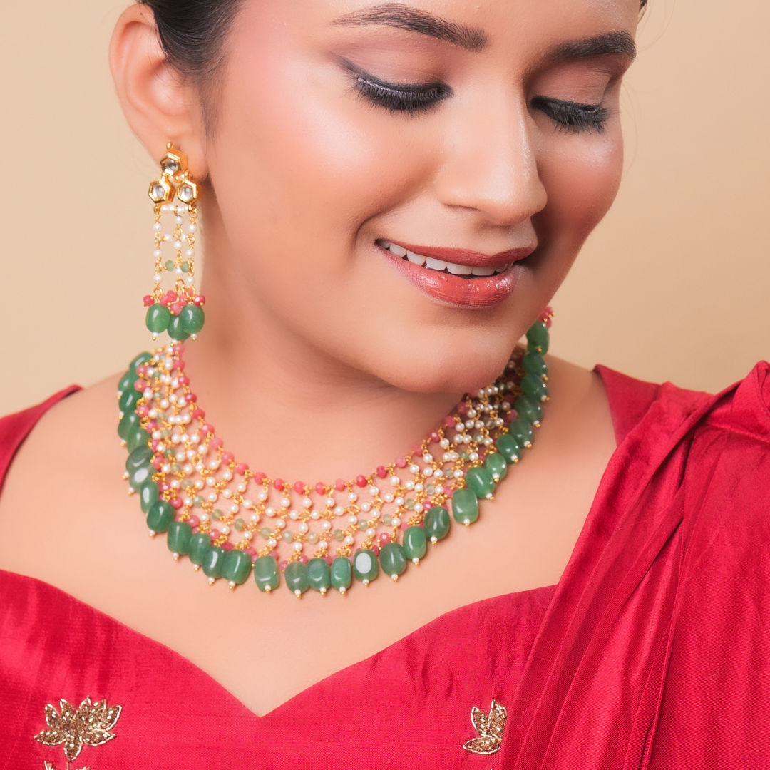 Royal Bloom Beaded Necklace Set