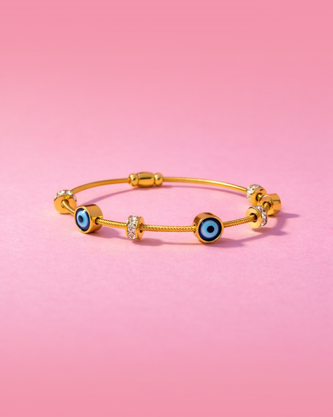 Nazariya : Gold Plated Evil Eye Openable Bracelet