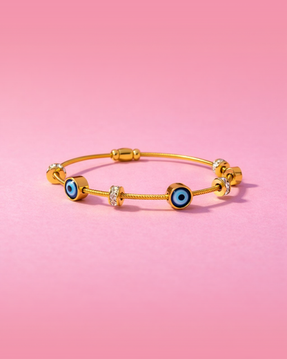 Nazariya : Gold Plated Evil Eye Openable Bracelet