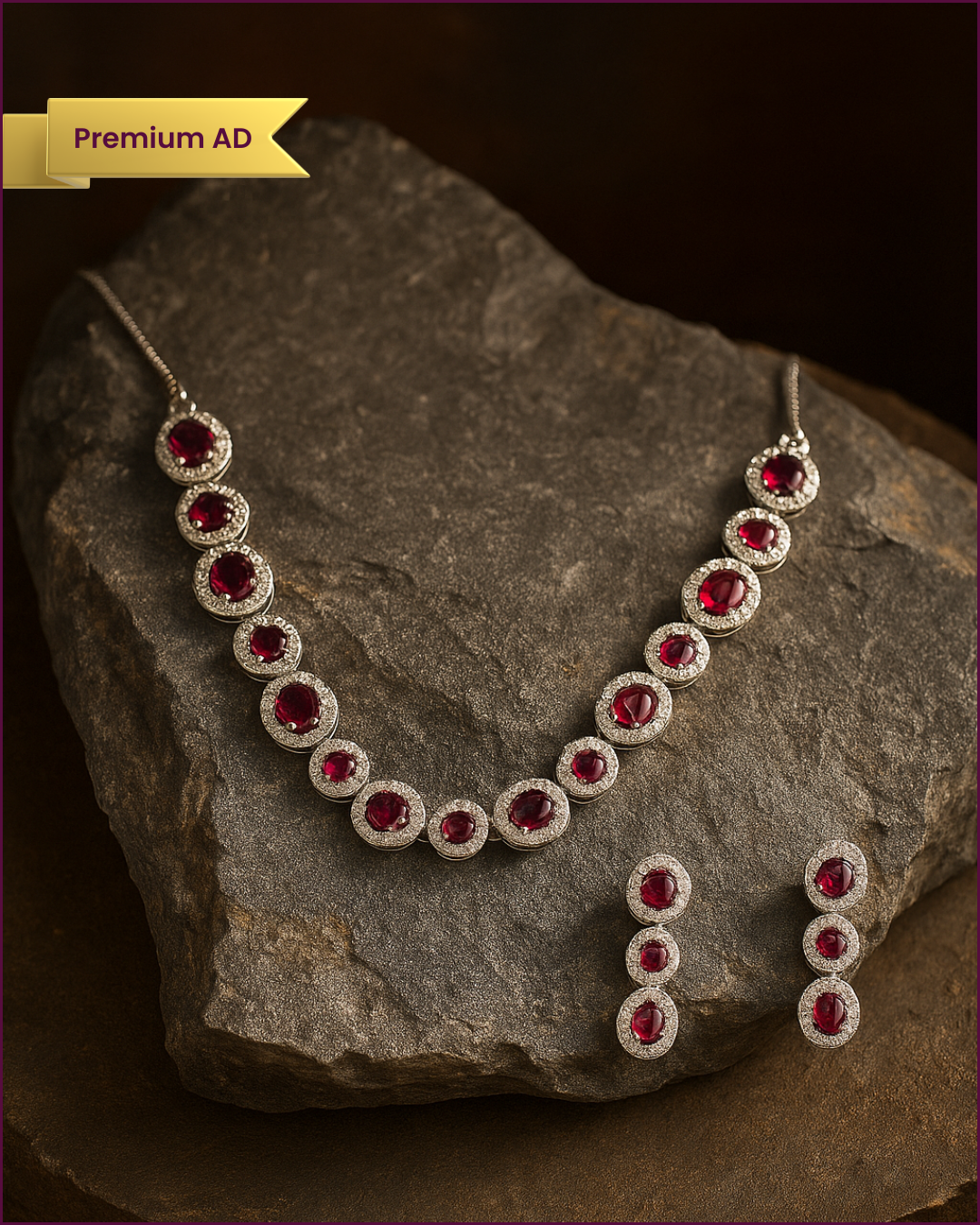 Zyra : Silver Plated AD Necklace Set