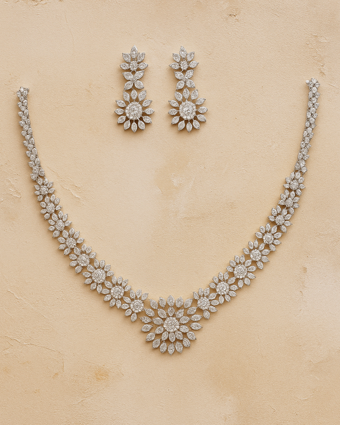 Iraaj : Silver Plated AD Necklace Set