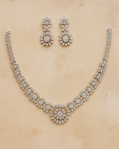Iraaj : Silver Plated AD Necklace Set
