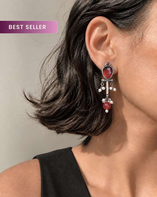 Amina : Silver Plated Earrings