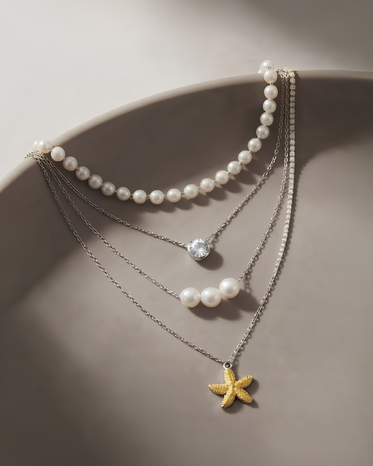Eva : Silver Plated Layered Necklace