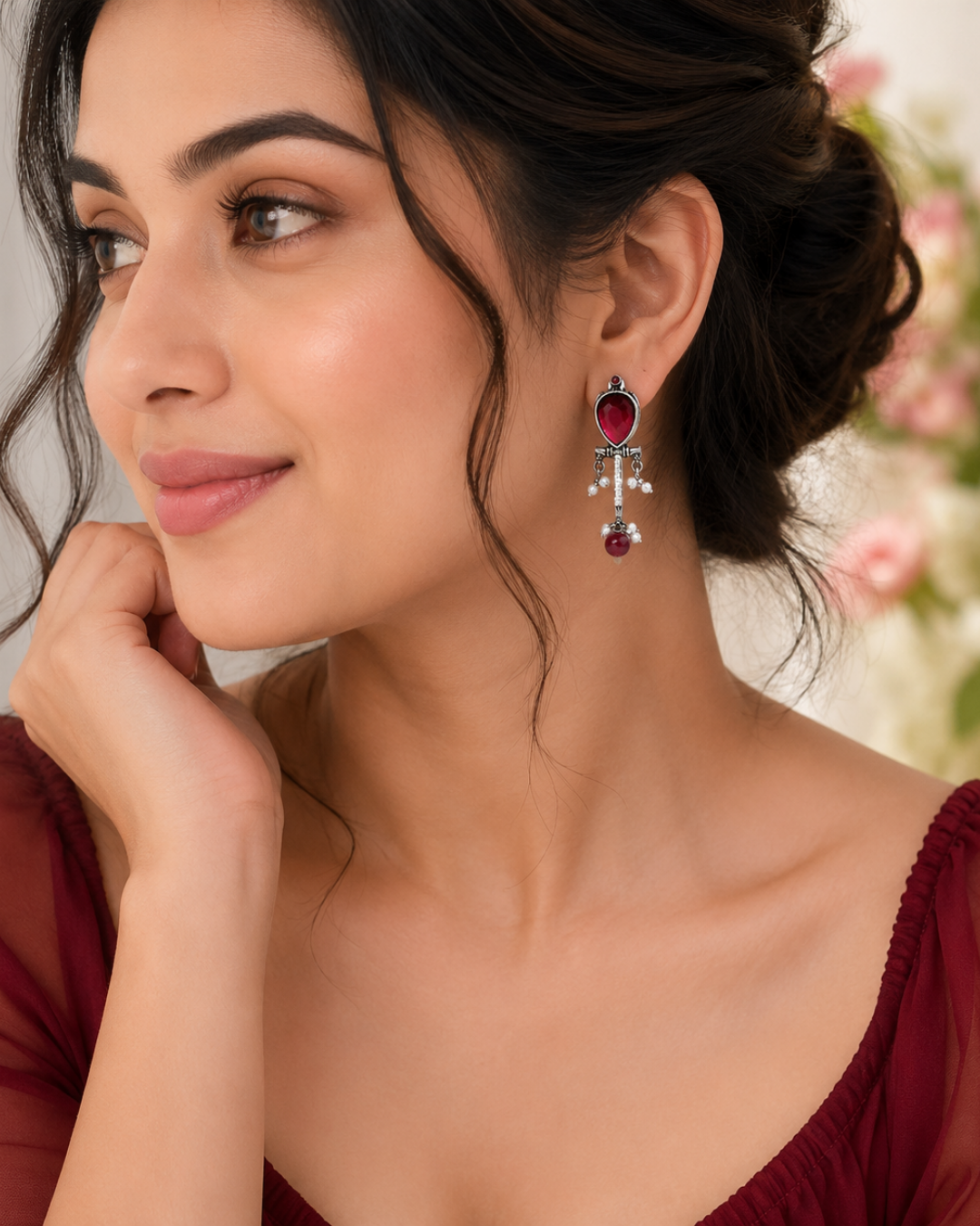Amina : Silver Plated Earrings