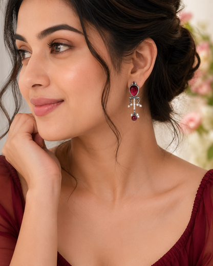 Amina : Silver Plated Earrings
