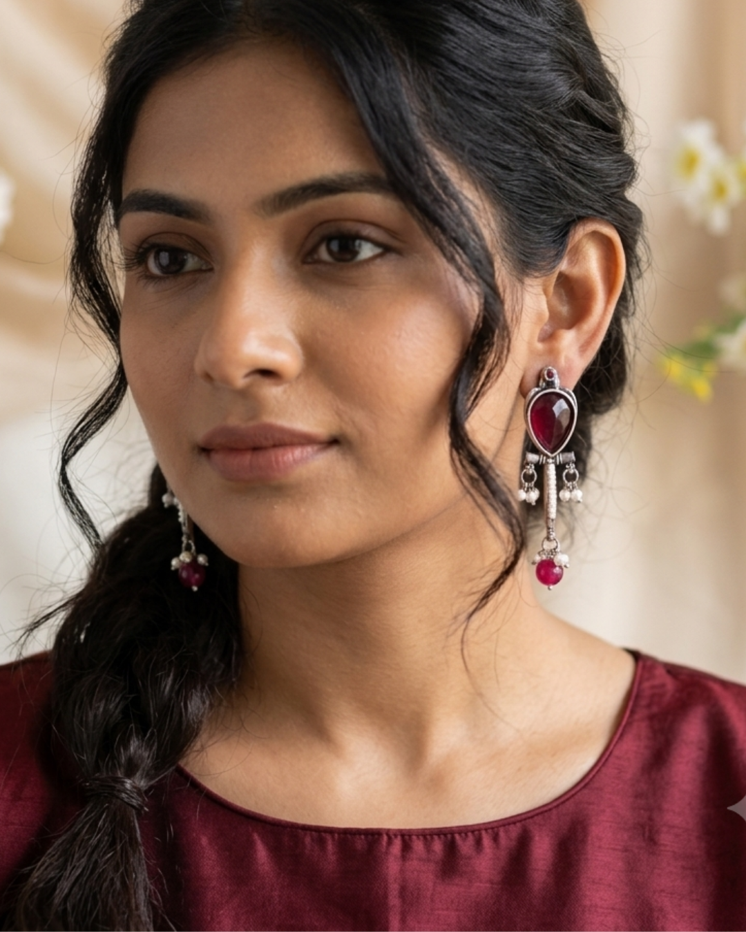 Amina : Silver Plated Earrings