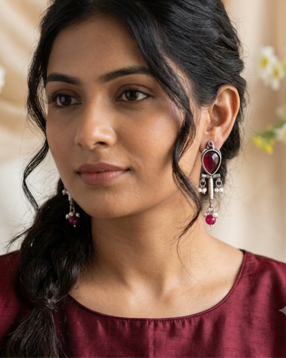 Amina : Silver Plated Earrings
