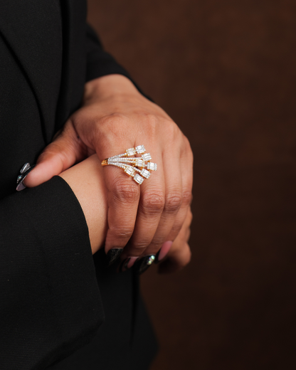 Heer : Gold Plated AD Adjustable Ring