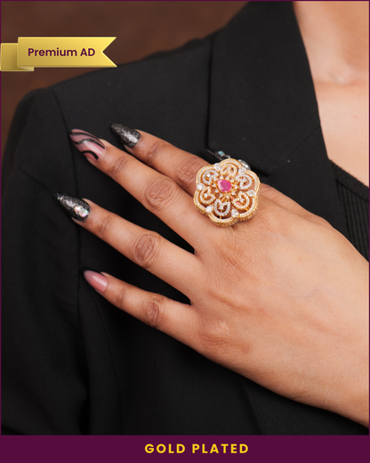 Maya : Gold Plated AD Adjustable Ring