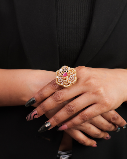 Maya : Gold Plated AD Adjustable Ring