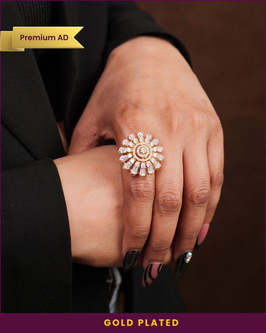 Adriya : Gold Plated AD Adjustable Ring