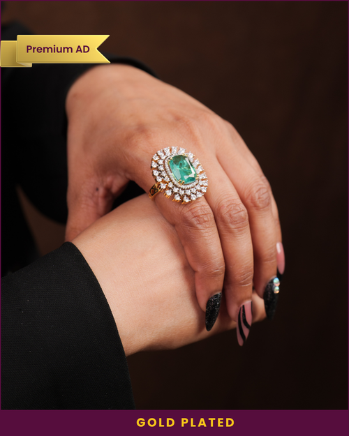 Sutra : Gold Plated AD Adjustable Ring