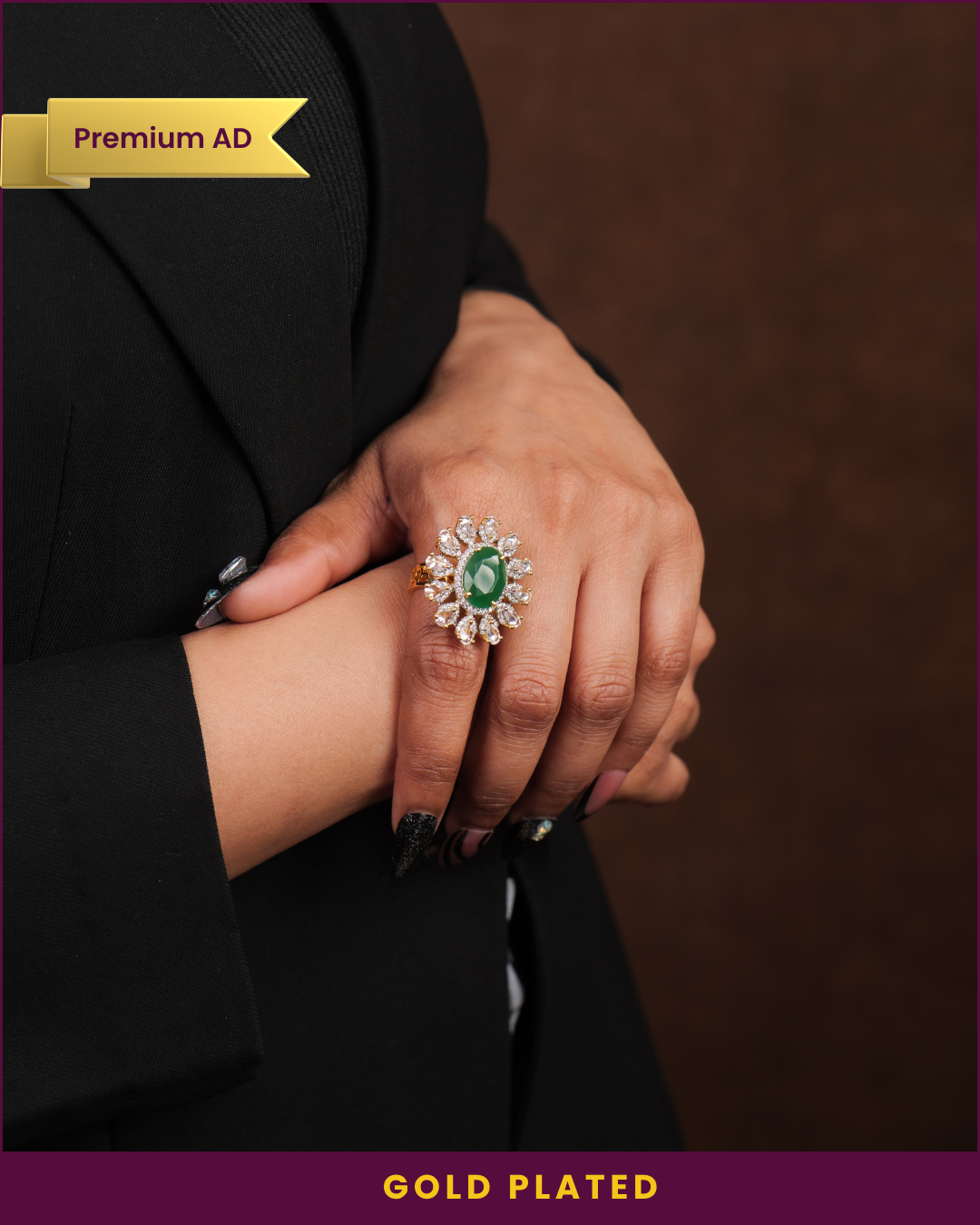 Raajnandini : Gold Plated AD Adjustable Ring