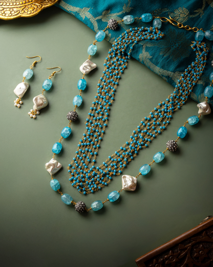 Azure Moti Necklace Set