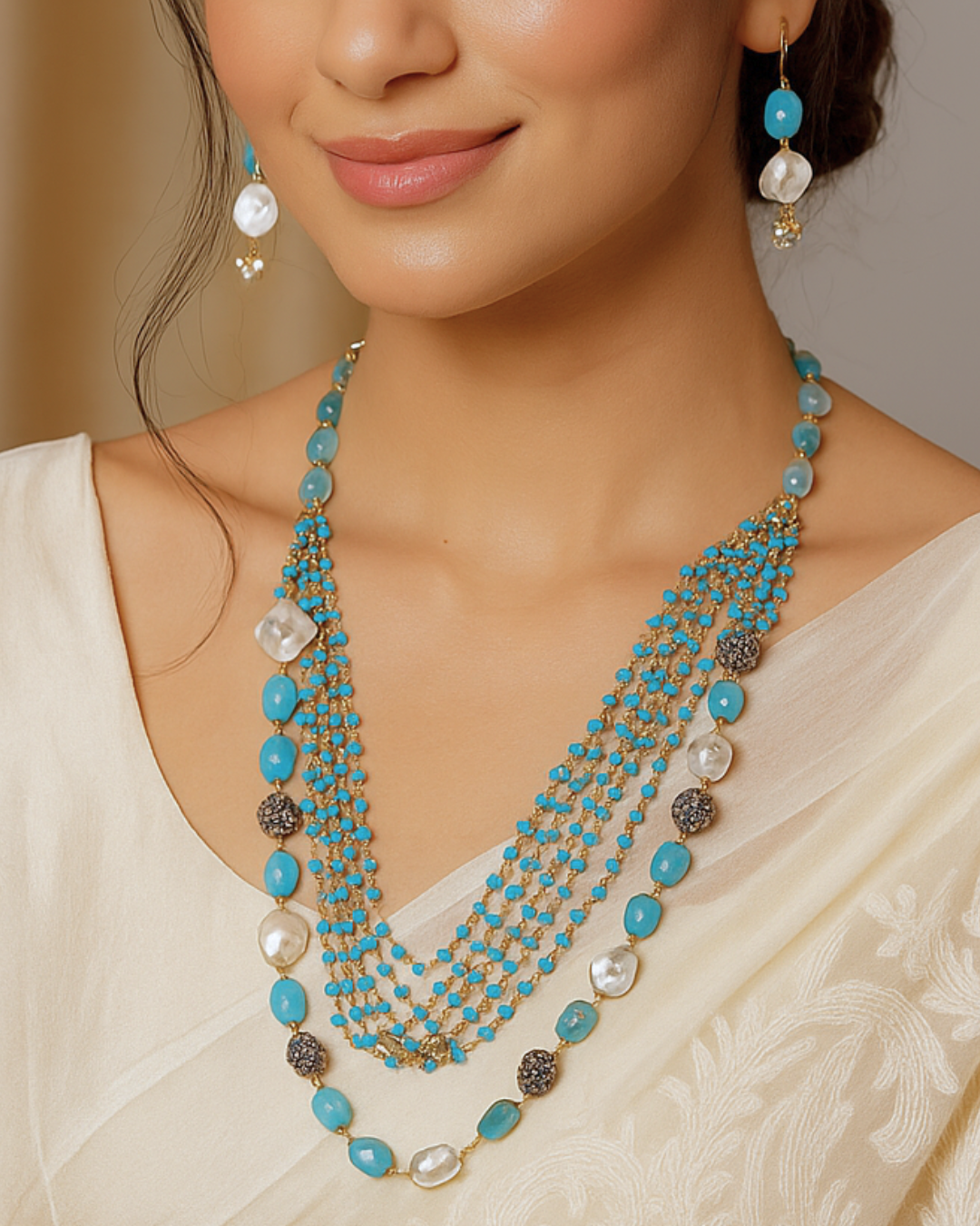 Azure Moti Necklace Set