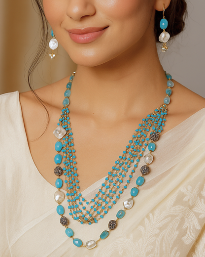 Azure Moti Necklace Set