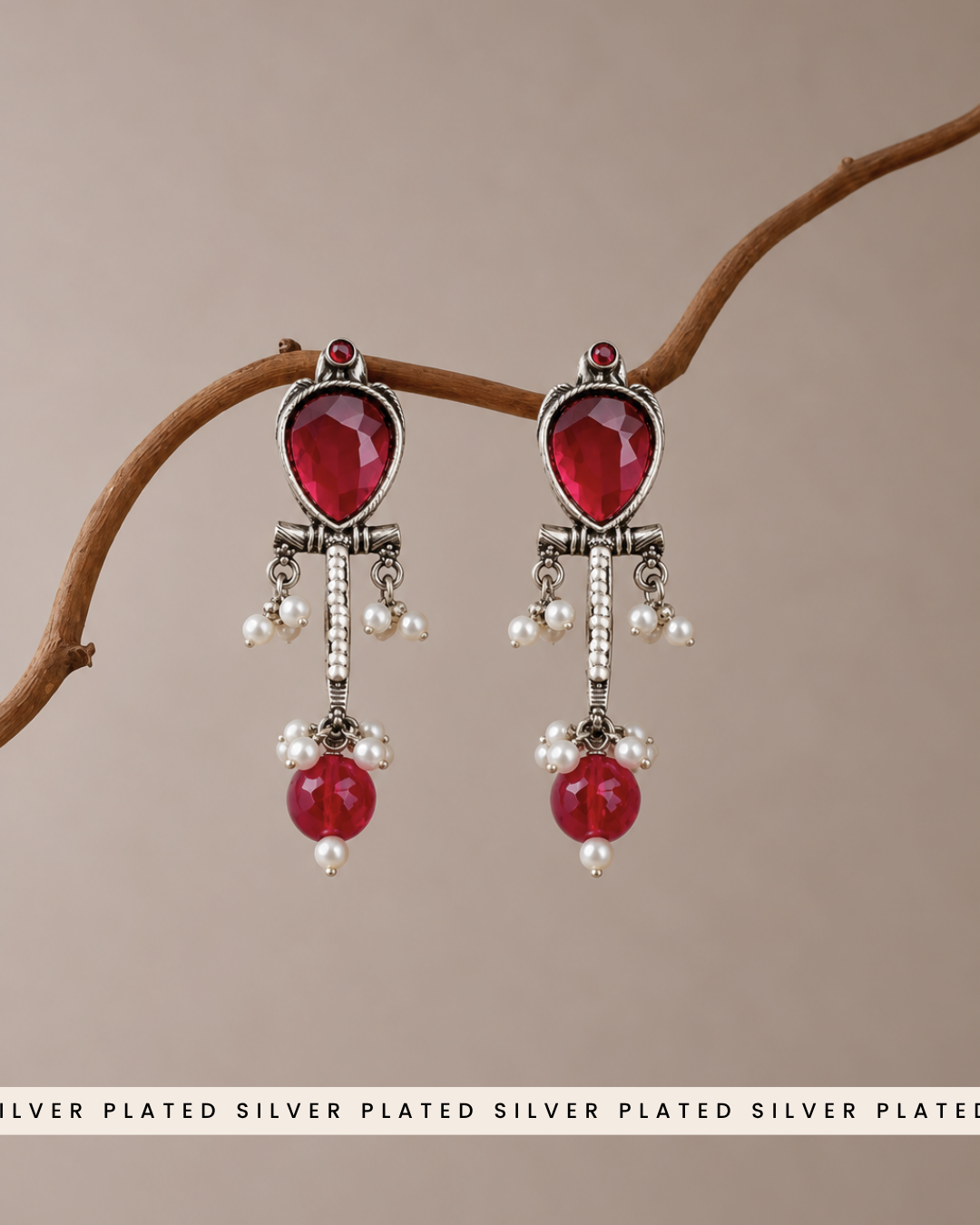 Amina : Silver Plated Earrings