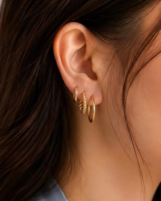 Aura : Gold Plated Hoop Set