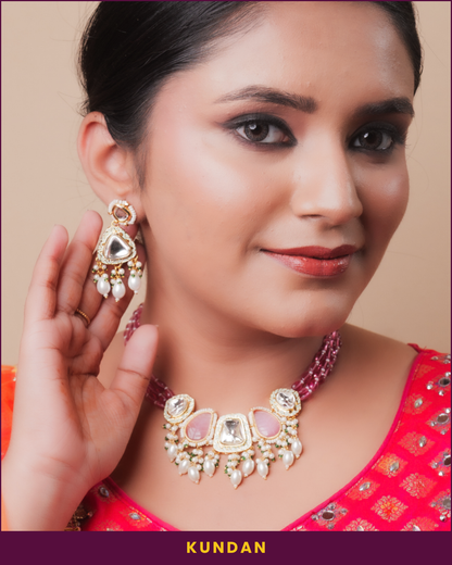 Shriya:  Ruby Kundan Necklace Set
