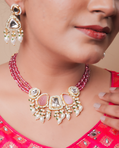 Shriya:  Ruby Kundan Necklace Set