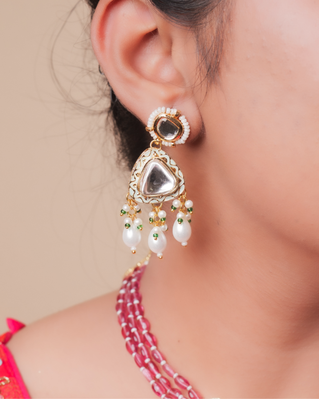 Shriya:  Ruby Kundan Necklace Set