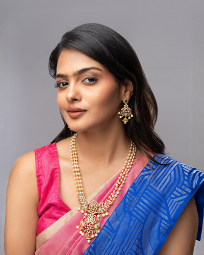 Ruhaab :  Gold Plated Moti AD Necklace Set