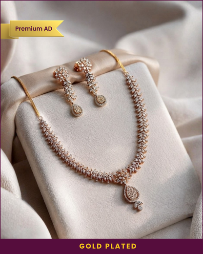 Nurvi : Gold Plated AD Necklace Set